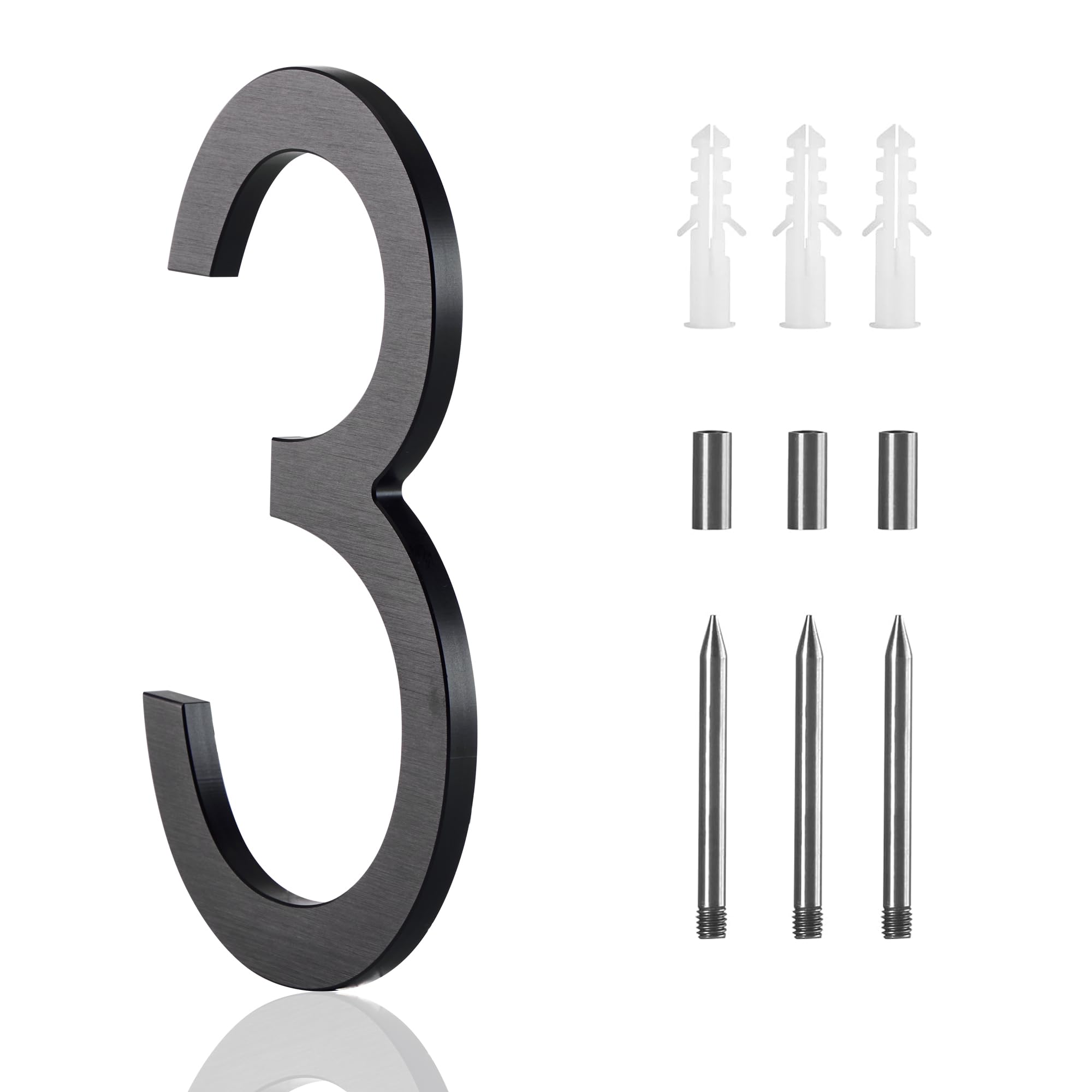 12 Inch Address Numbers For House, Floating Modern Large House Numbers For Outside, Outdoor Metal House Numbers Matte Black Vertical Horizontal