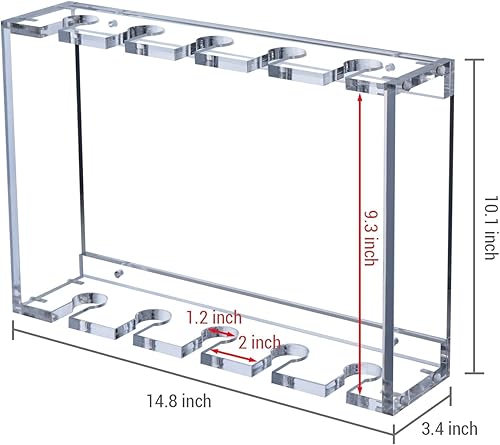 Miniatura 6 de MyGift Estante de exhibición moderno de acrílico transparente de 2 niveles montado en la pared para copas de champán