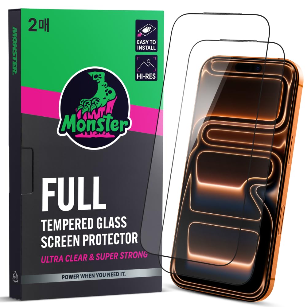 【40kg耐衝撃・秒で貼れる】MonsterGel 透明 ガラスフィルム iPhone 17 Pro 用 保護フィルム 2枚入 強化ガラス 貼り付けガイド枠 気泡レス 撥水・撥油 指紋防止 埃防止 9H硬度 2M鋼球落下テスト 高解像 超高速ロック解除 全面保護 極細ベゼル対応 いphone17 Pro 用 保護フィルム