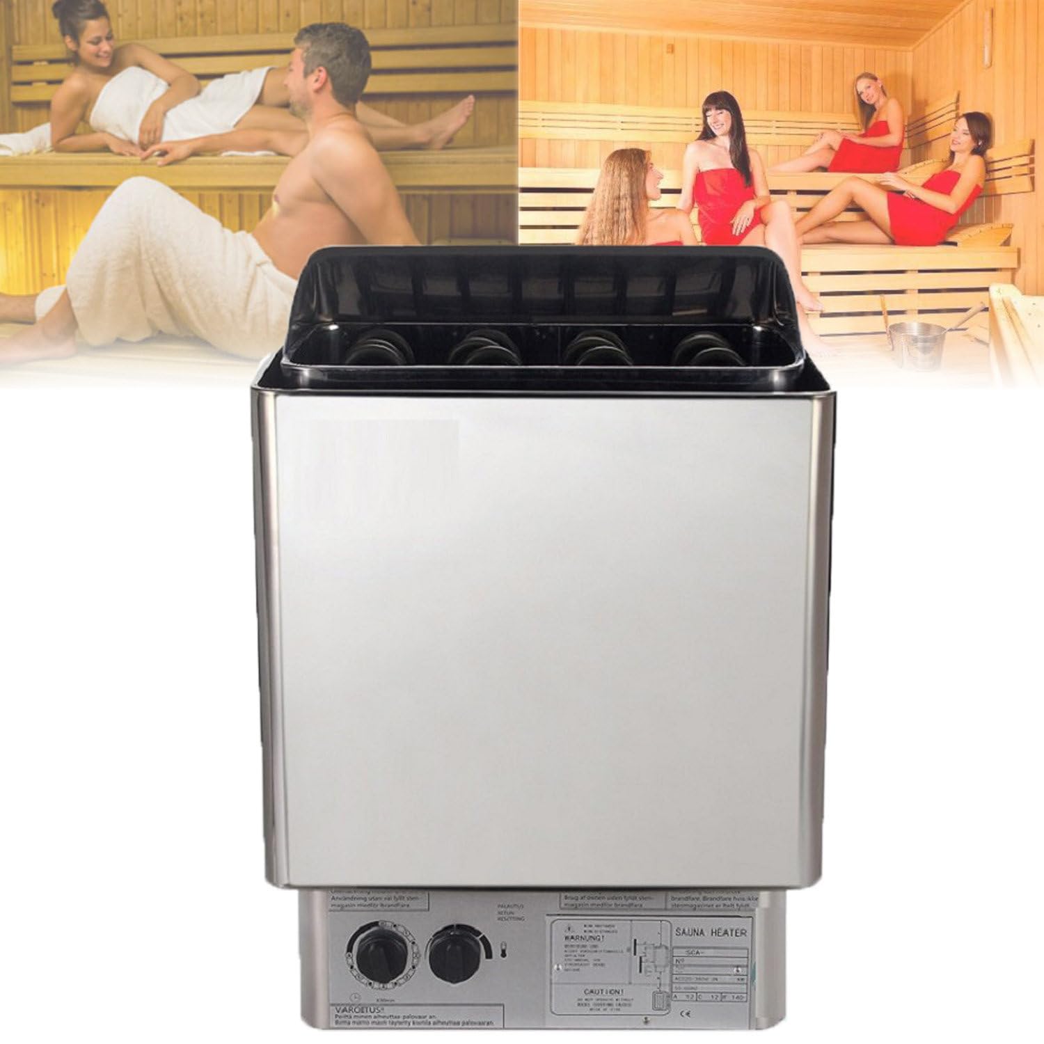 Calentador de Estufa de Sauna de Acero Inoxidable, Calentadores de Sauna eléctricos, Estufa de Sauna para baño de Vapor seco, Equipo de calefacción para Sala de Vapor de Sauna 6.0KW/380V