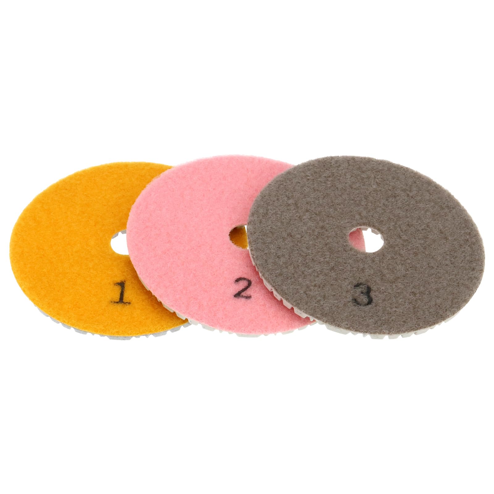 Briny River 3pcs 4-inch Dry Wet 3 Step Diamond Polishing Pads 3 Step Diamond Dry Polishing Pads Kit for Granite Marble Concrete Hook and Loop Stone