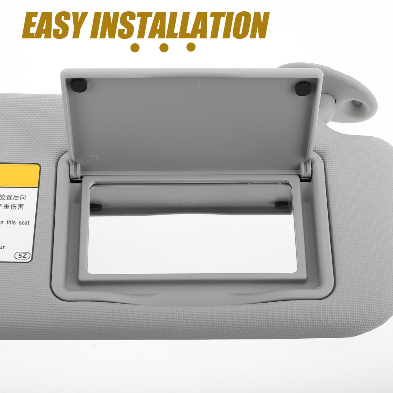 Visera Solar para Coche Lado Derecho con Espejo De Maquillaje FáCil InstalacióN En Parabrisas Material PVC Y Abs Gris