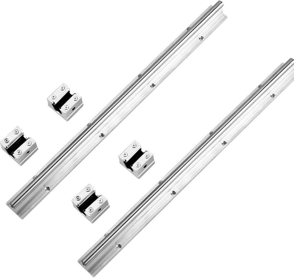 Linear Guide Rail Linear Motion Guides, 2pcs Linear Rail Block SBR10-400mm Linear Guide Rod Shaft with 4pcs Bearing Blocks for Textile Machinery Office Equipment Machine Tools