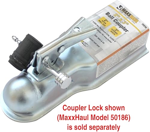Miniatura 6 de MaxxHaul 70010 Acoplador de remolque de lengua recta de 3 pulgadas, canal de 2 pulgadas, bola de 2 pulgadas, 3,500 libras