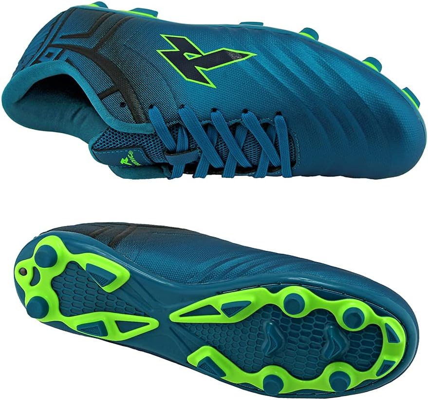 Soccer Cleats for Men and Boys – Firm Ground Cleats with Multi-Shaped Studs - Textured Forefoot- Soft Lining -Flexible Upper - Reinforced Stitching - Black/Gold - 6