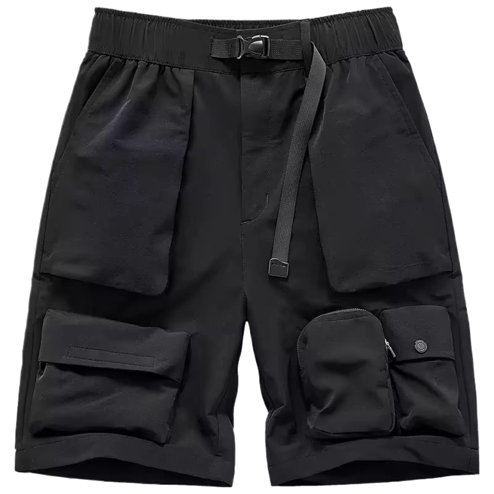 Męskie spodenki taktyczne z wieloma kieszeniami szorty hip-hop streetwear spodnie do kolan czarne