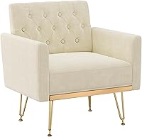 Vista 1 de Olela Silla decorativa con brazo para sala de estar, sillón moderno de terciopelo, sofá individual, acogedora silla auxiliar tapizada para lectura