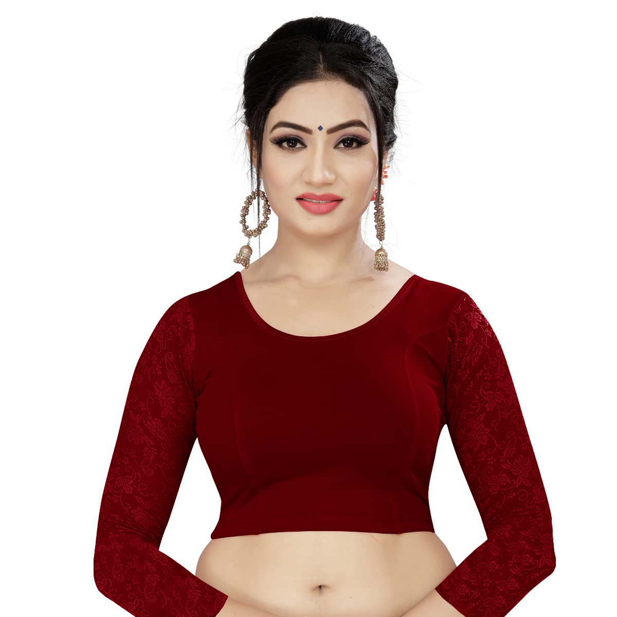 Women's Blouses Readymade Gold Stretchable Saree Crop Top Choli Free Size Sparkling