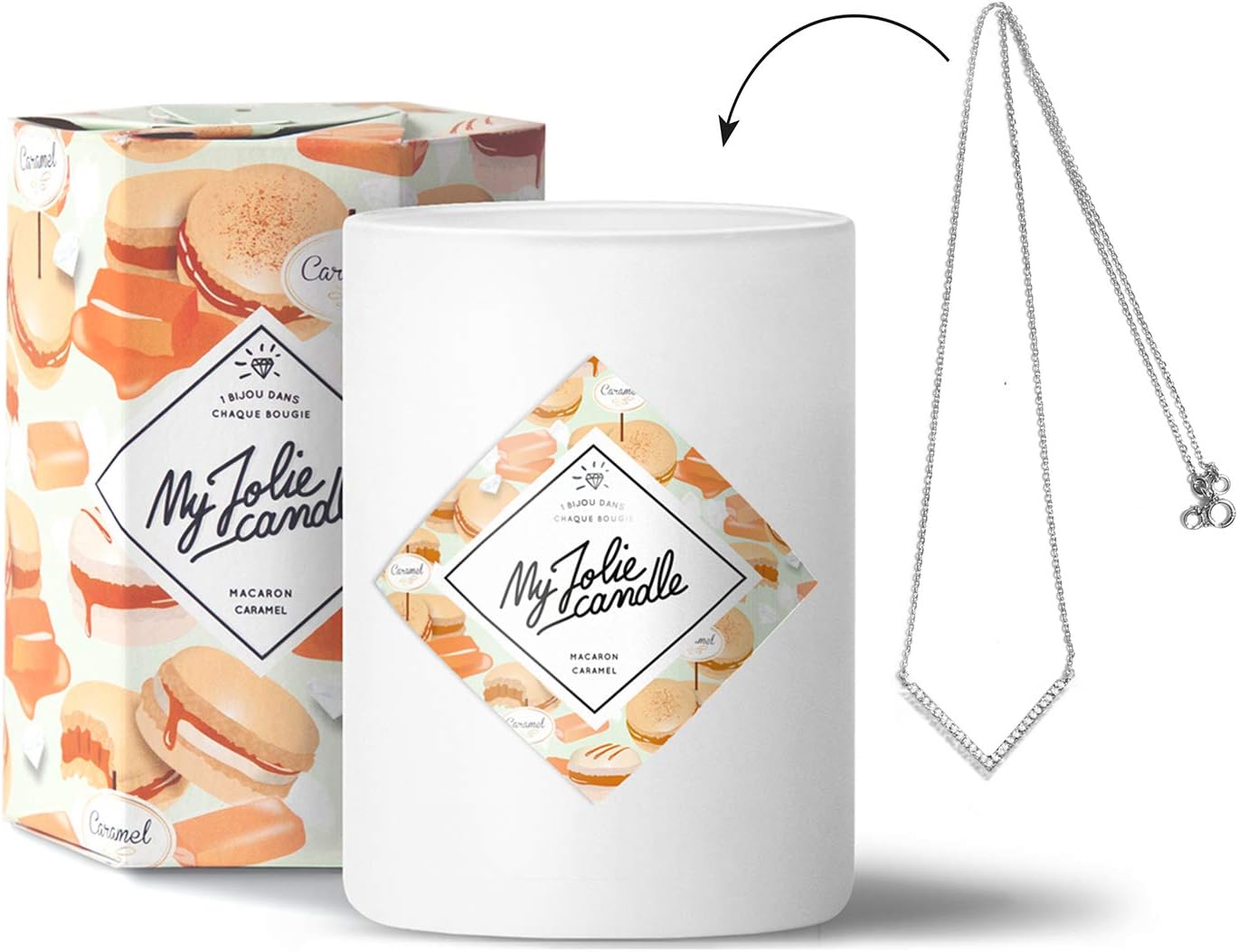 My Jolie Candle – Jewellery Candle - Caramel Macaroon – Necklace