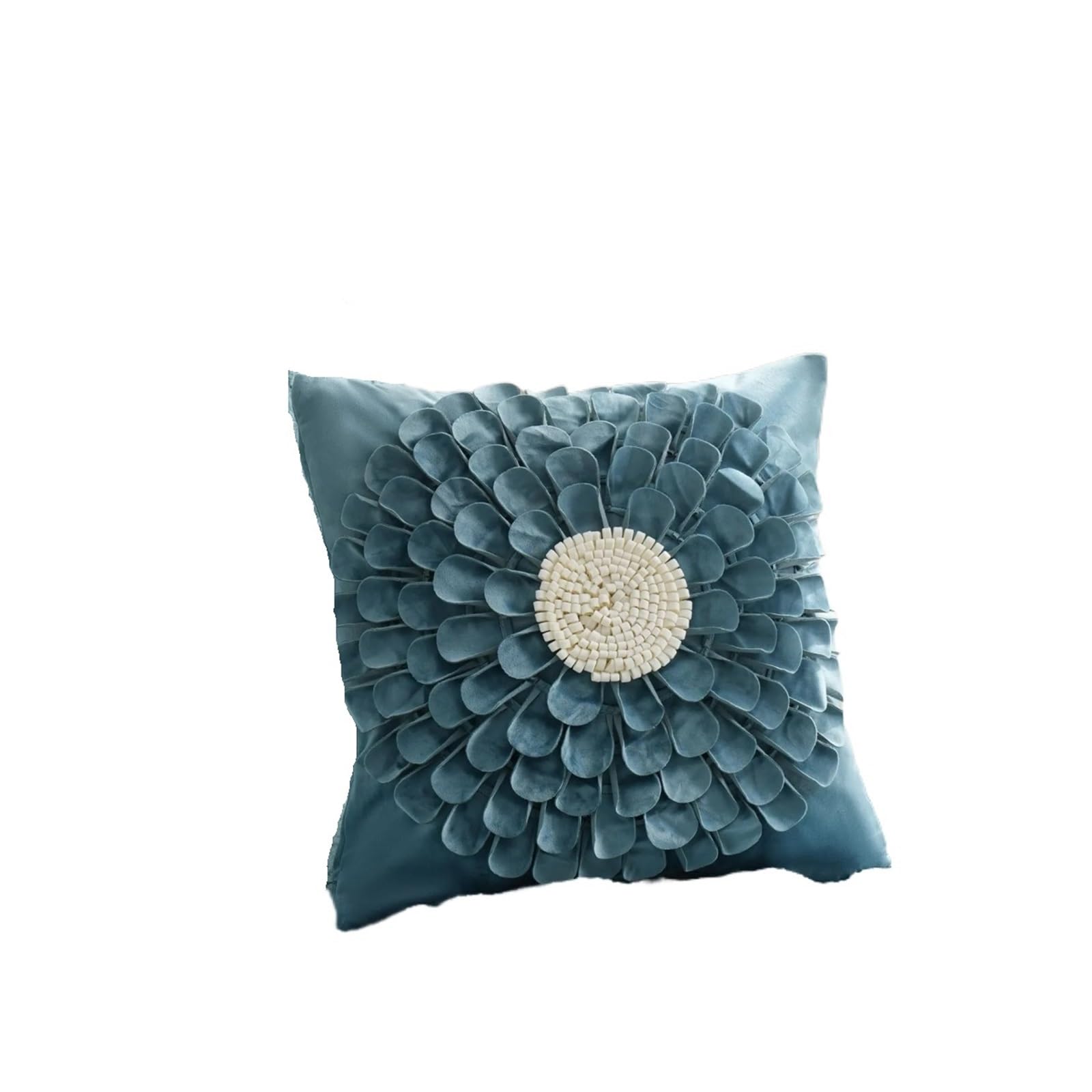 LCKKJHG 3D Flower Pillow Covers Handmade Velvet Petals Home Decor Yellow Beige Cushion Cover Sofa Pillowcase 45x45cm(B-45X45CM)