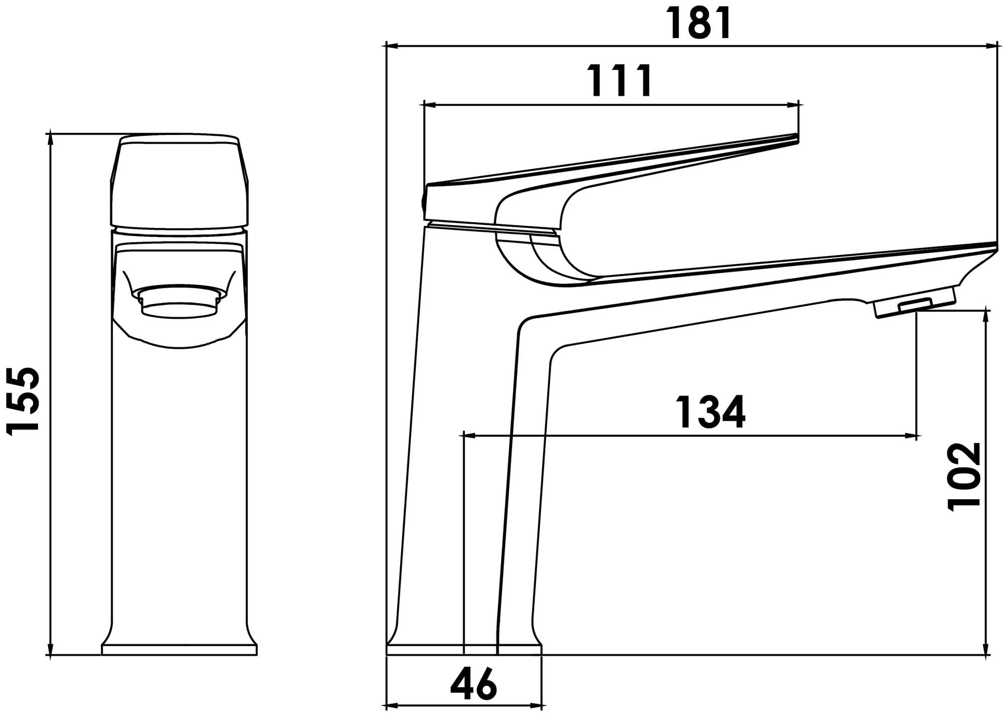 Bateria umywalkowa ARIANE - Rozmiar S - Elegancka sylwetka - Ergonomiczny metalowy uchwyt - Ceramiczna głowica 30 mm - Przepływ 5 l/min - Miedziana - Nowoczesny design