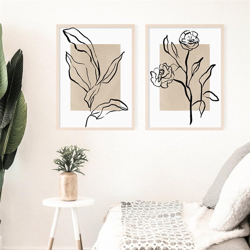 Wuhbcz Multicolored Pictures,Abstract Leaves Landscape Posters Canvas Painting Boho Wall Art Print Pictures For Bedroom Living Room Kitchen Home Decoration-50 * 60Cm*2Pcs (No Frame)