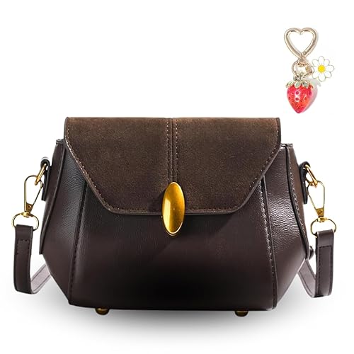 Vegan Leather Shoulder Purse with Cute Strawberry Bag Charm