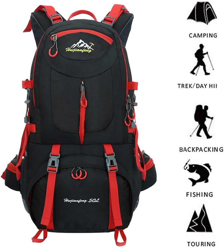 Foldable & Backpack Large 50L Lightweight Resistant Mountaintop Liter Hiking Backpack Durable Travel Backpack Great Backpacking Gear Hunting Backpacks Outdoor Products Technical Pack Backpack for Camping, Climbing Backpack for Backpacker Packable Lightweight Day pack for Men and Women