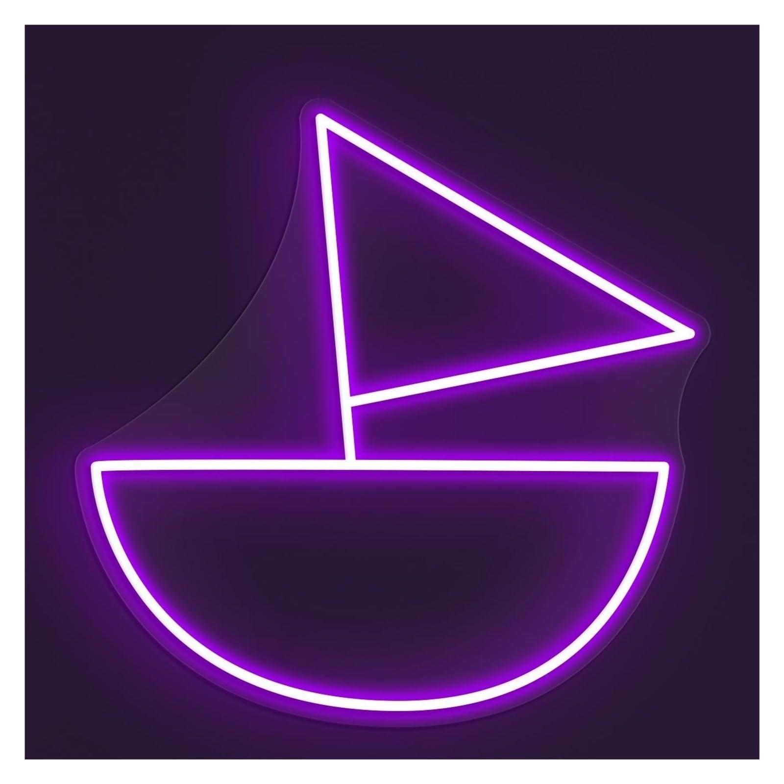 Rongch Purple Hanging Art Signs Sailboat Neon Sign Handmade, Suitable For Beach Bar Decor With Brightness Adjustable 38Cm(Purple)