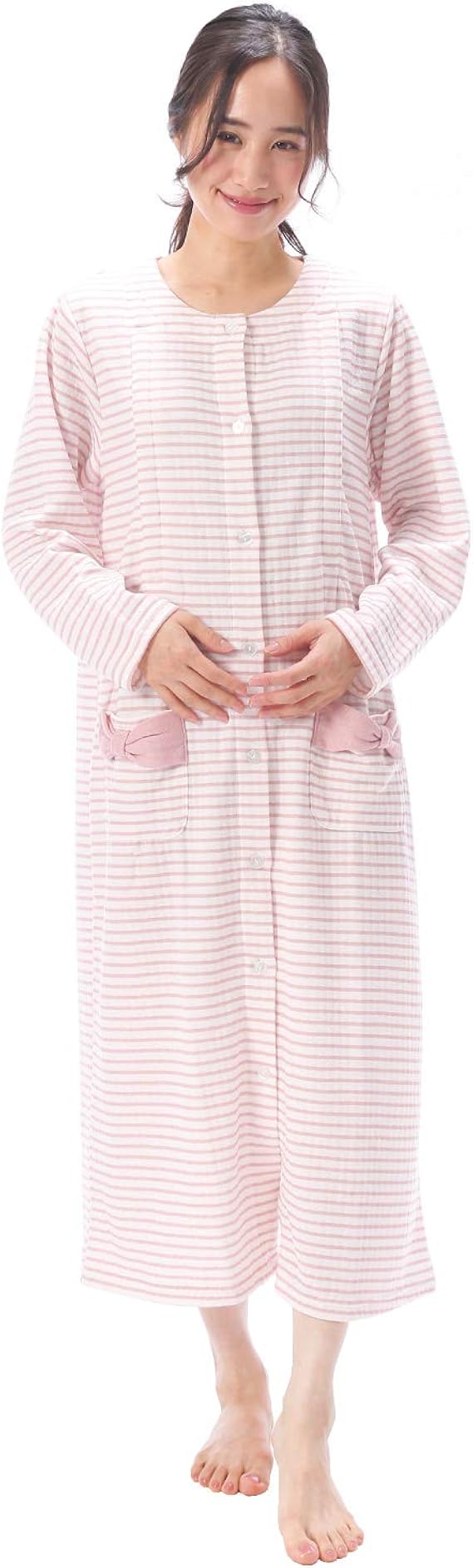 Amazon Co Jp Nishiki ニシキ マタニティ パジャマ ネグリジェ 授乳口付き 長袖 前開き ロング丈 授乳服 産前 産後 入院用 出産準備 レディース 秋 ルームワンピース ルームウェア 部屋着 キルト 服 ファッション小物