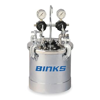 Binks Pressure Tank,2.8 Gal Zinc Plated Steel - A.S.M.E. Dual Regulated