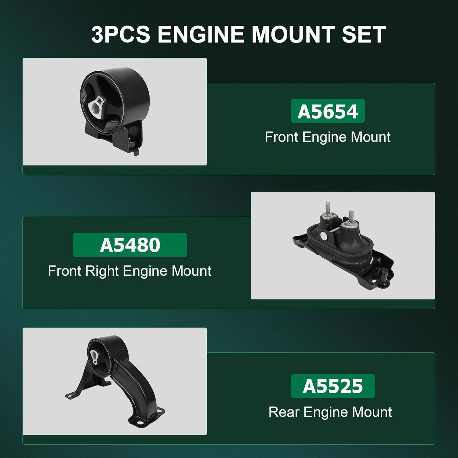 SCITOO Engine Motor Mount Set for Chrysler Town & Country 3.3L 2008-2010 for Chrysler Town & Country 3.8L 2008-2010 for Volkswagen Routan 3.8L 2009-2010 Replace OE A5654, A5480, A5525