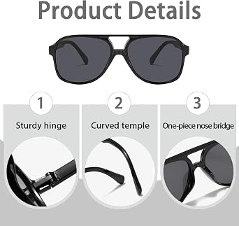 Retro Pilot Sunglasses Women Men Polarised 70s Vintage Square Shades Double Bridge UV400