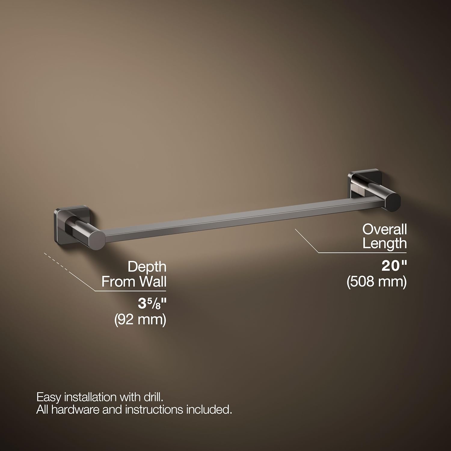 Kohler 23524-TT Parallel® 18" Towel bar, Vibrant Titanium