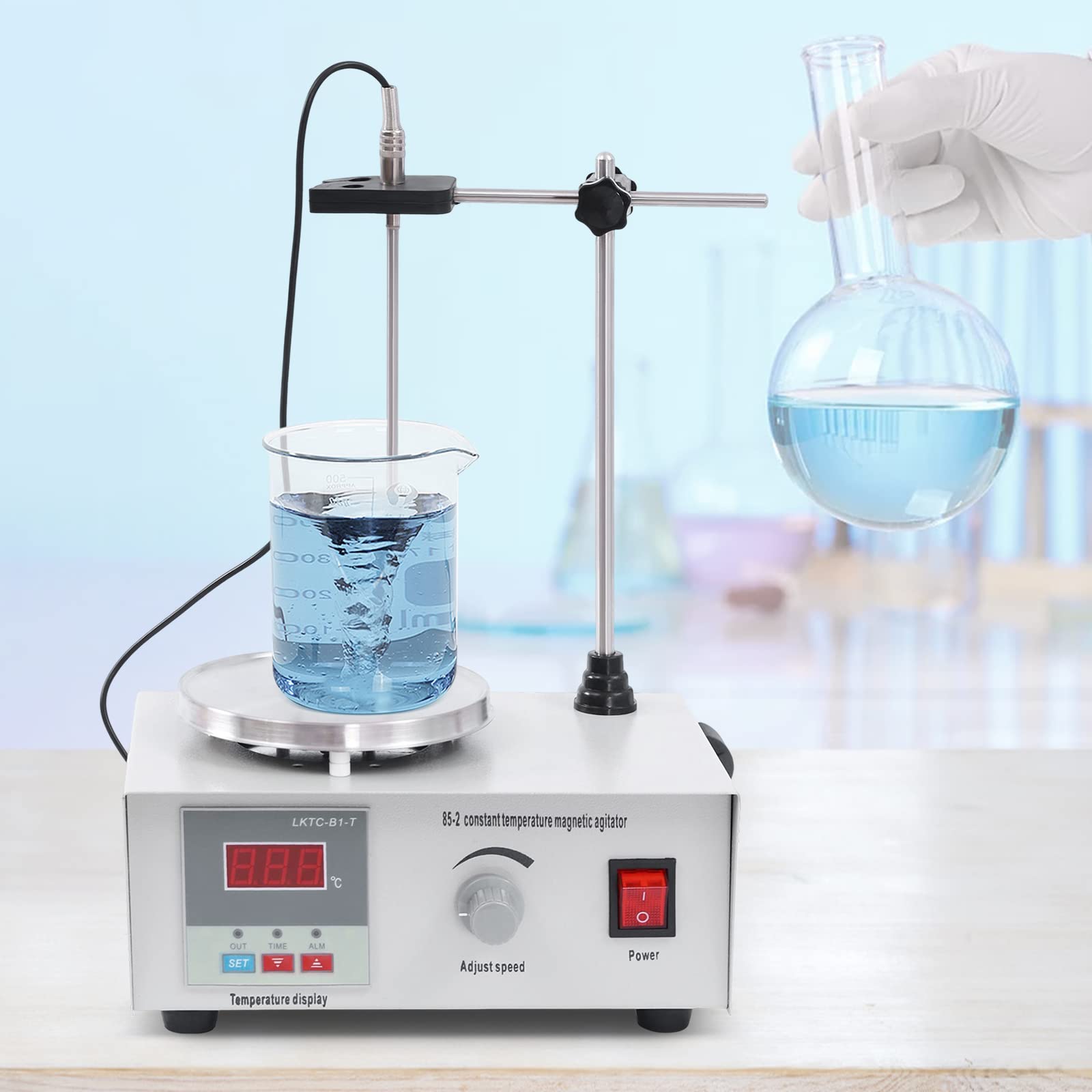 Laboratory Magnetic Stirrer Heating Plate, 85-2 Magnetic Stirrer Mixer Hot Plate, 220 V 2000 ml, Altura regulable, Mezcla, Agitación y Calefacción Enchufe EU