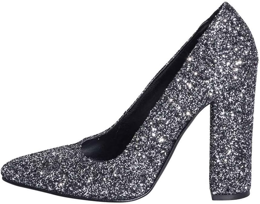 EGF-05 Shotgun Cane Glitter, Size 39 Heel 10 cm Made in Italy Real Leather Study Creations