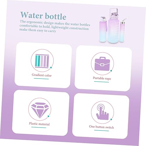 Miniatura 7 de 3 botellas de agua de entrenamiento a prueba de fugas, botellas de agua deportivas con popote para actividades al aire libre y fáciles de transportar