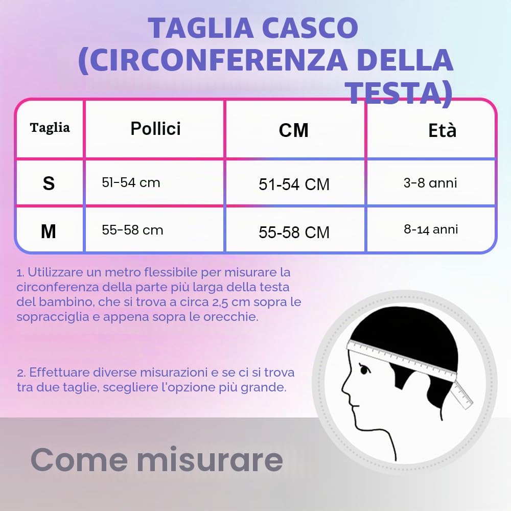 Casco da Bicicletta per Bambina Bambini Taglia S/M Regolabile 51-58 cm Ventilato, Casco Bambini per Monopattini, Tricicli, Pattini a Rotelle