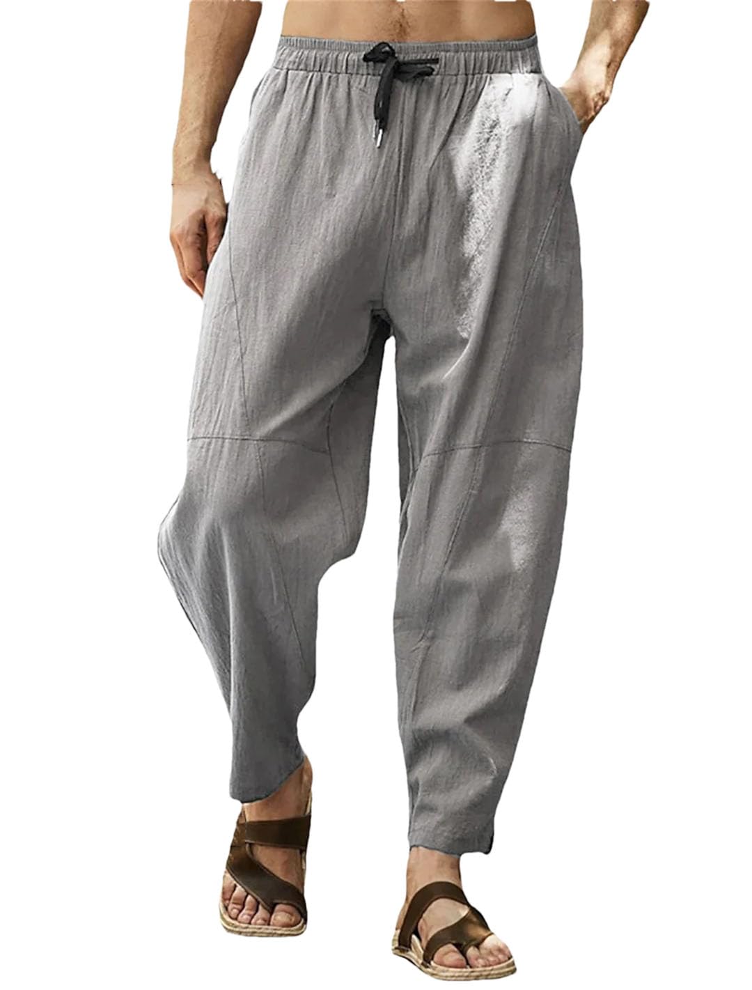 Pantalón Lino Hombre Ancho Casual Deportivo Jogging
