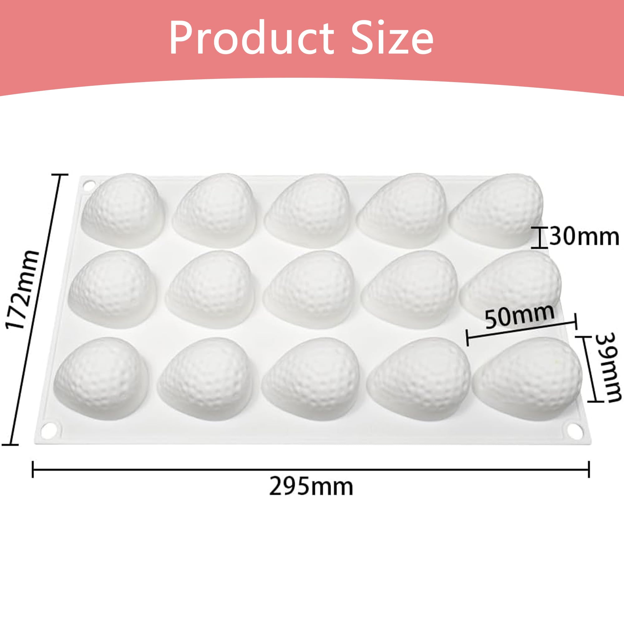 Stampo in silicone 3D per torte, dolci, mousse, teglia da forno antiaderente per cuocere, sapone, gelatina e budino (fragola)