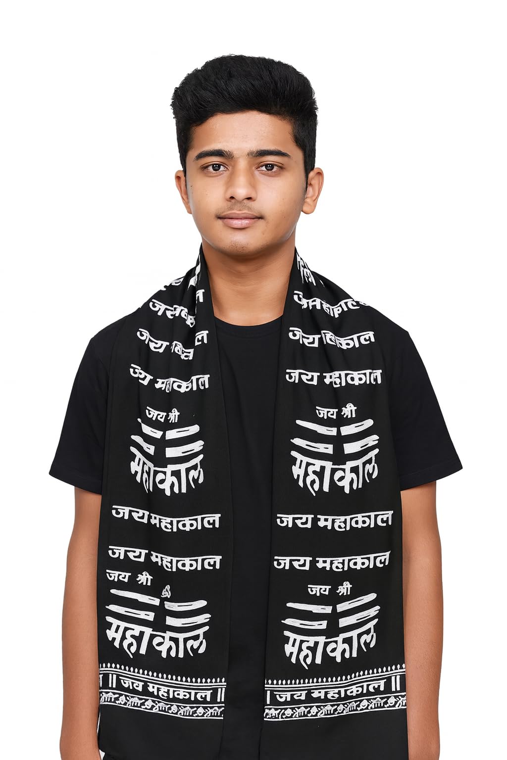 Vandana International Trader Black Mahakal Scarf for Men| Mahakaal Printed Stole | Hindu Religious Shawl for Shiv Bhakts | Spiritual Dupatta for Puja, Festive, and Daily Use.-image-46