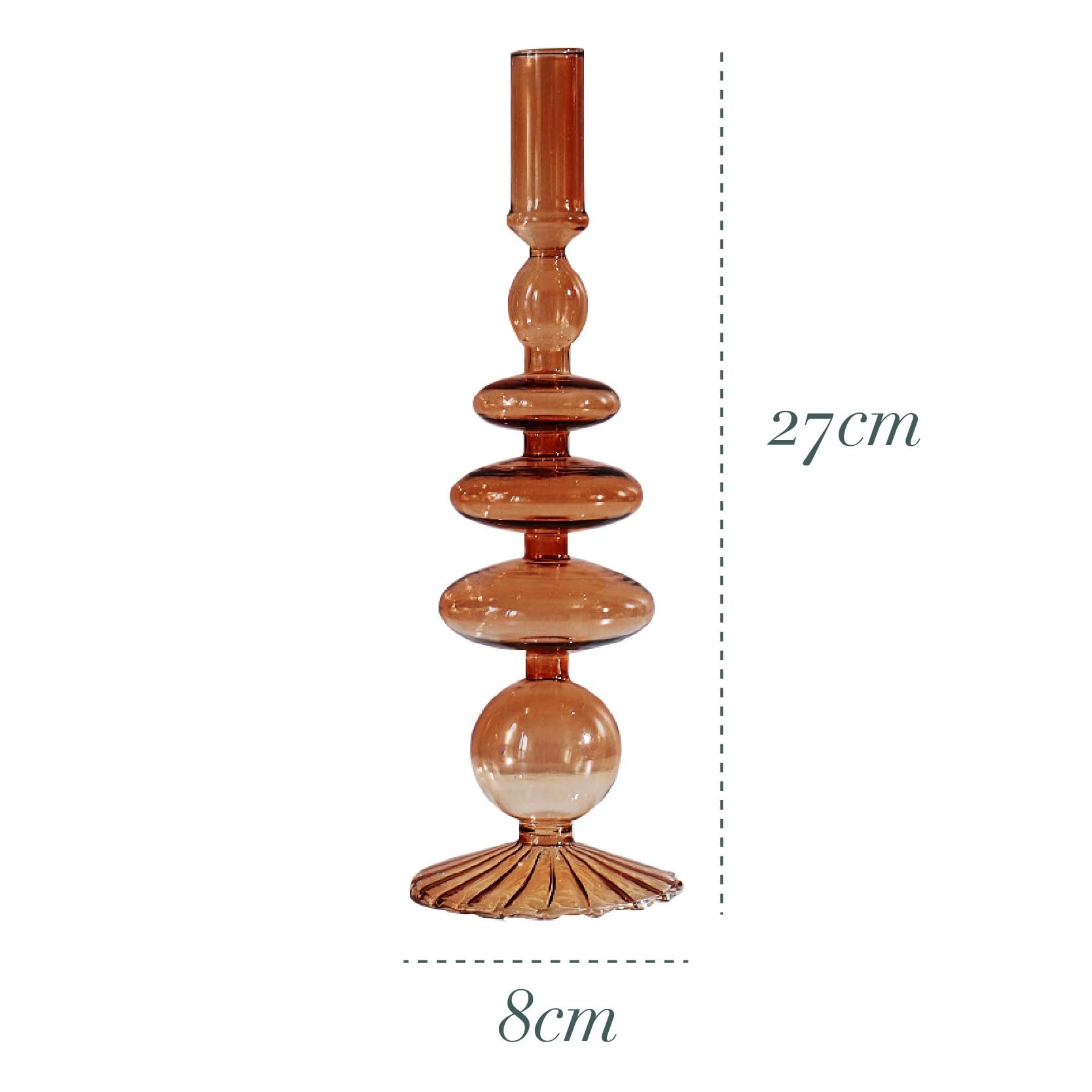 Candelabros de Cristal con Forma de Cono para decoración de mesas, centros de Mesa para Bodas y Fiestas, candelabros (Encaje marrón)