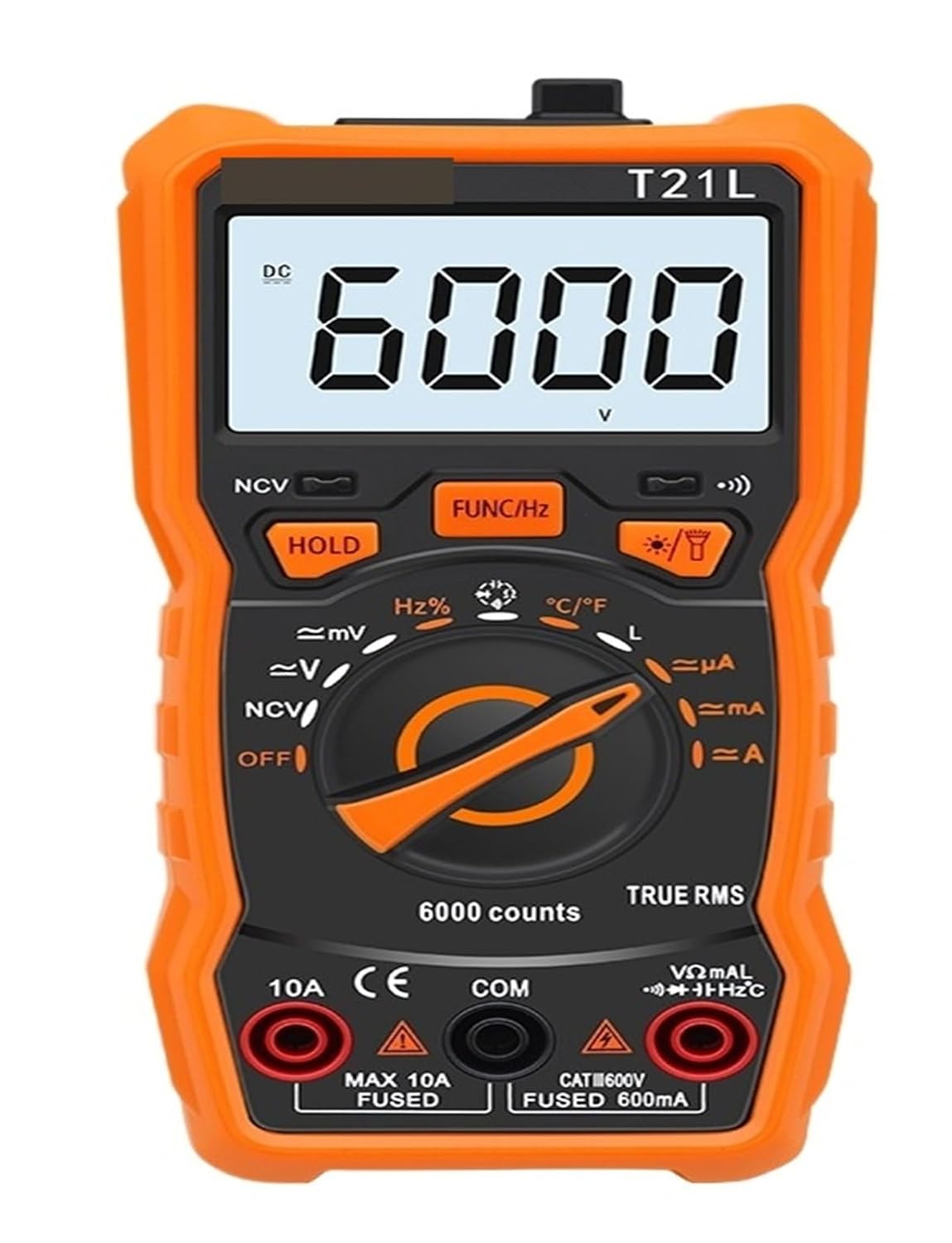 Universal Meter Digital Multimeter T21A T21B T21C T21D T21E 6000 Counts AC/DC A V Range T-RMS NCV Handheld Multimetro Voltmeter Tester Digital Universal Meter(T21A)