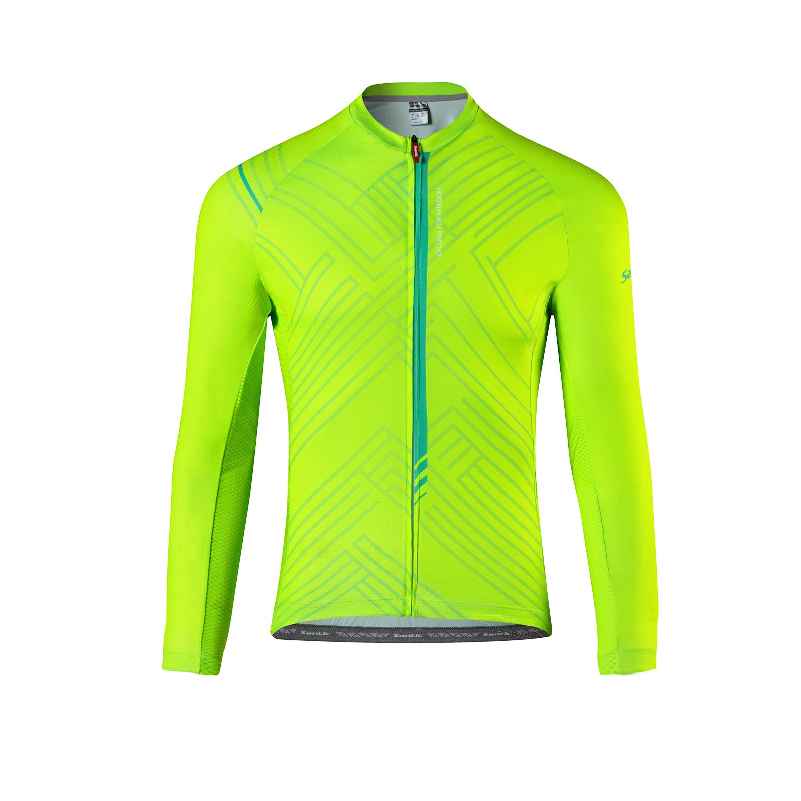 Santic Cycling Jersey Men's Long Sleeve Bike Reflective Full Zip Bicycle Shirts with Pockets