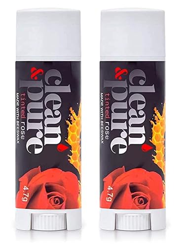 Clean & Pure Paquete de 2 bálsamos labiales (rosa teñida) Productos de belleza de miel de manuka Set de cuidado de labios con cera de abeja 100%