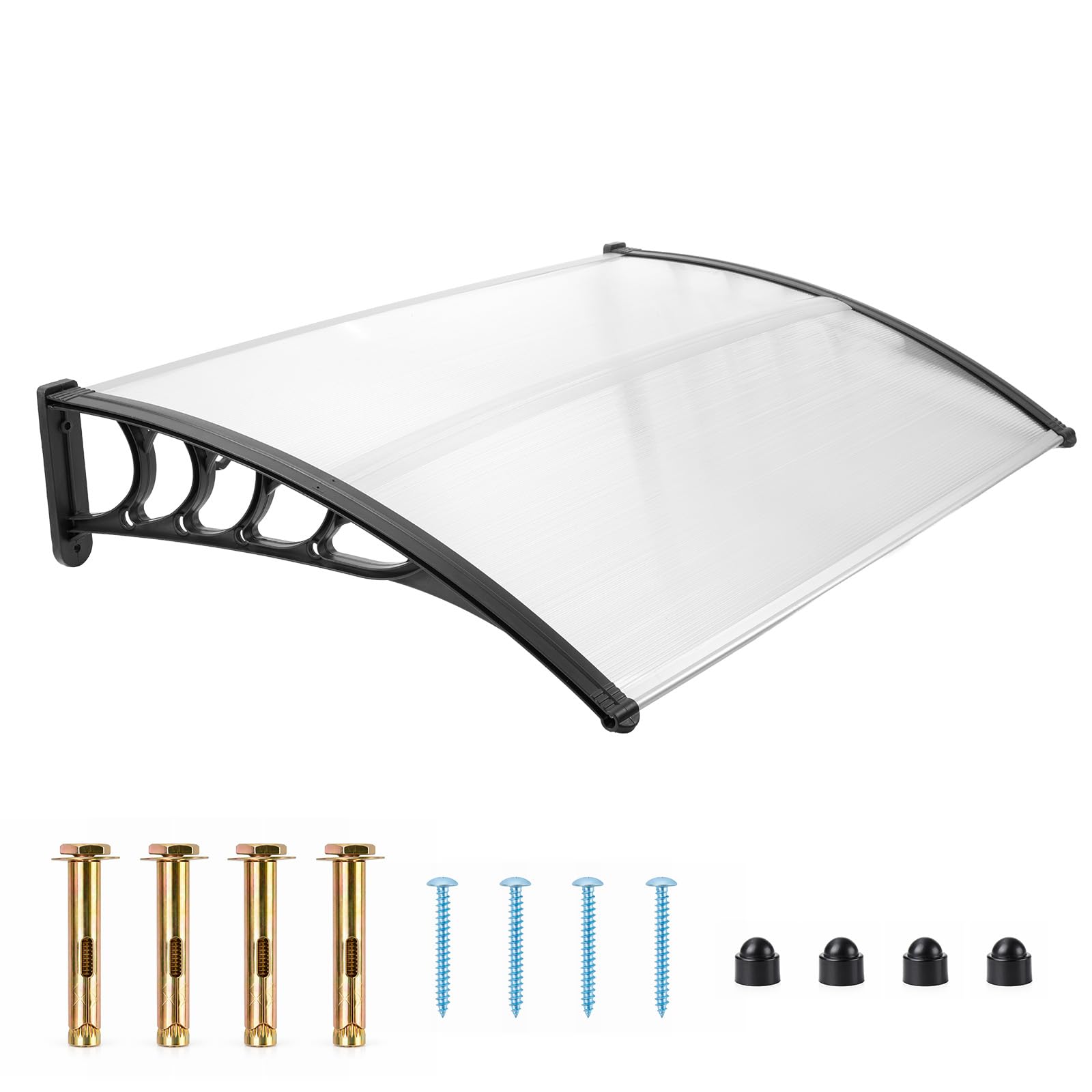 Youyijia Door Canopy Waterproof Front Door Canopy Rain Canopy Outdoor Shelter Front Back Garden Canopy Balcony Awning Front Door Window Canopy Outdoor Shade Canopies (Black, 151 X 95.5 X 27cm) — image 1