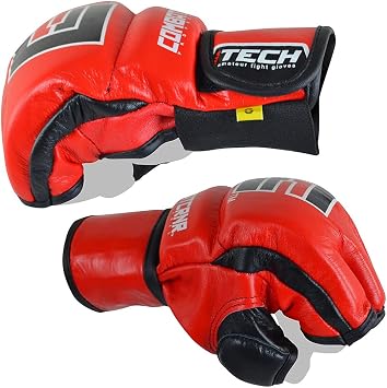 Combat Corner MMA Leather Construction Tech Fight Spar Gloves for Men and Women - Kickboxing, MMA, Muay Thai Fighting Training Sparring Gloves