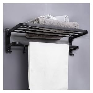 TOMYEUS Shower Caddy Bathroom Shelf Black Bathroom Shelves Wall Mounted Wall Mounted Bathroom Wall Shelves with Hooks Wall