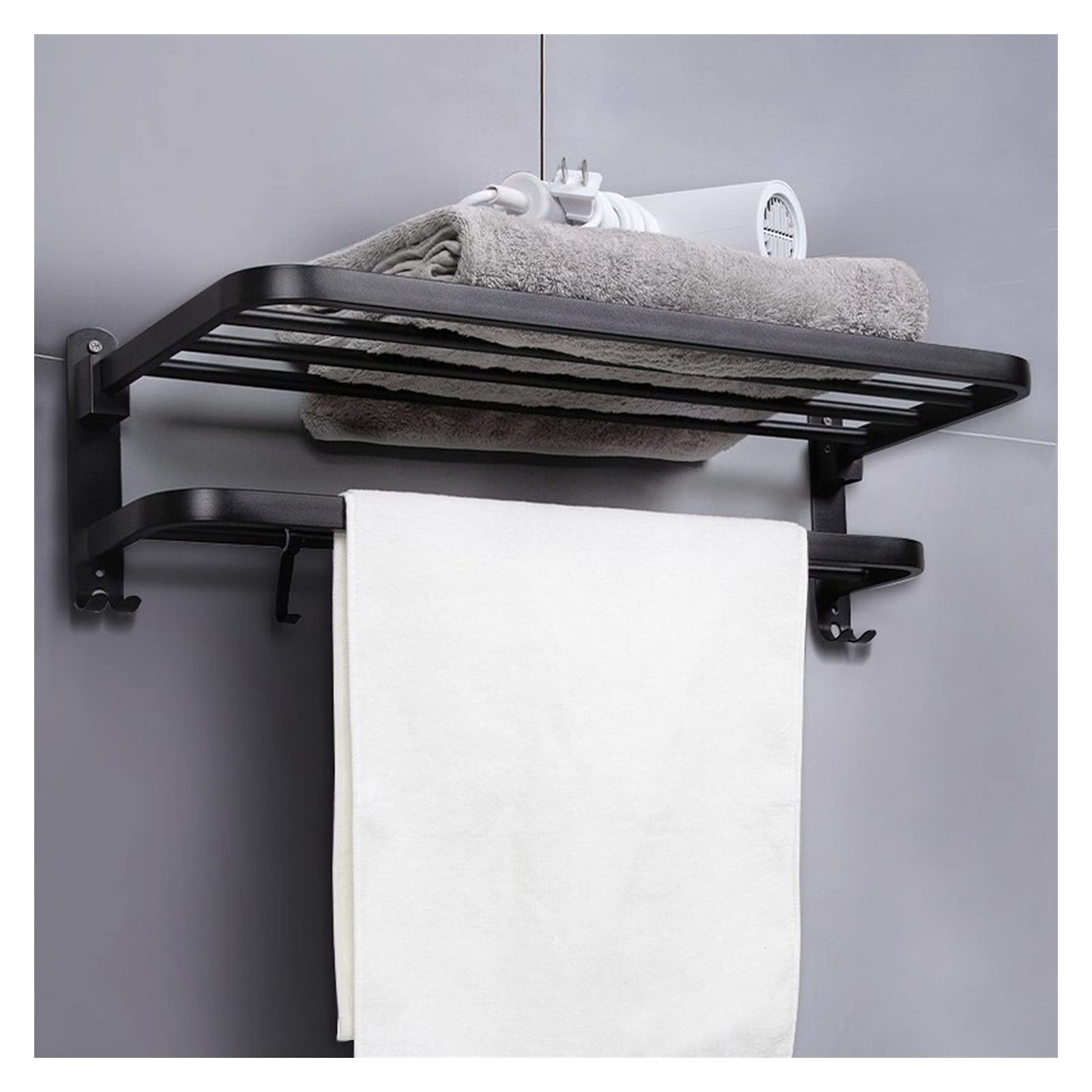 TOMYEUS Shower Caddy Bathroom Shelf Black Bathroom Shelves Wall Mounted Wall Mounted Bathroom Wall Shelves with Hooks Wall