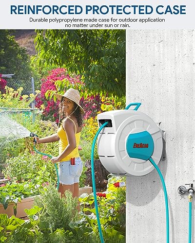 Image of ENEACRO Retractable Garden Hose Reel 1 /2 inchx100ft with Wall Mount