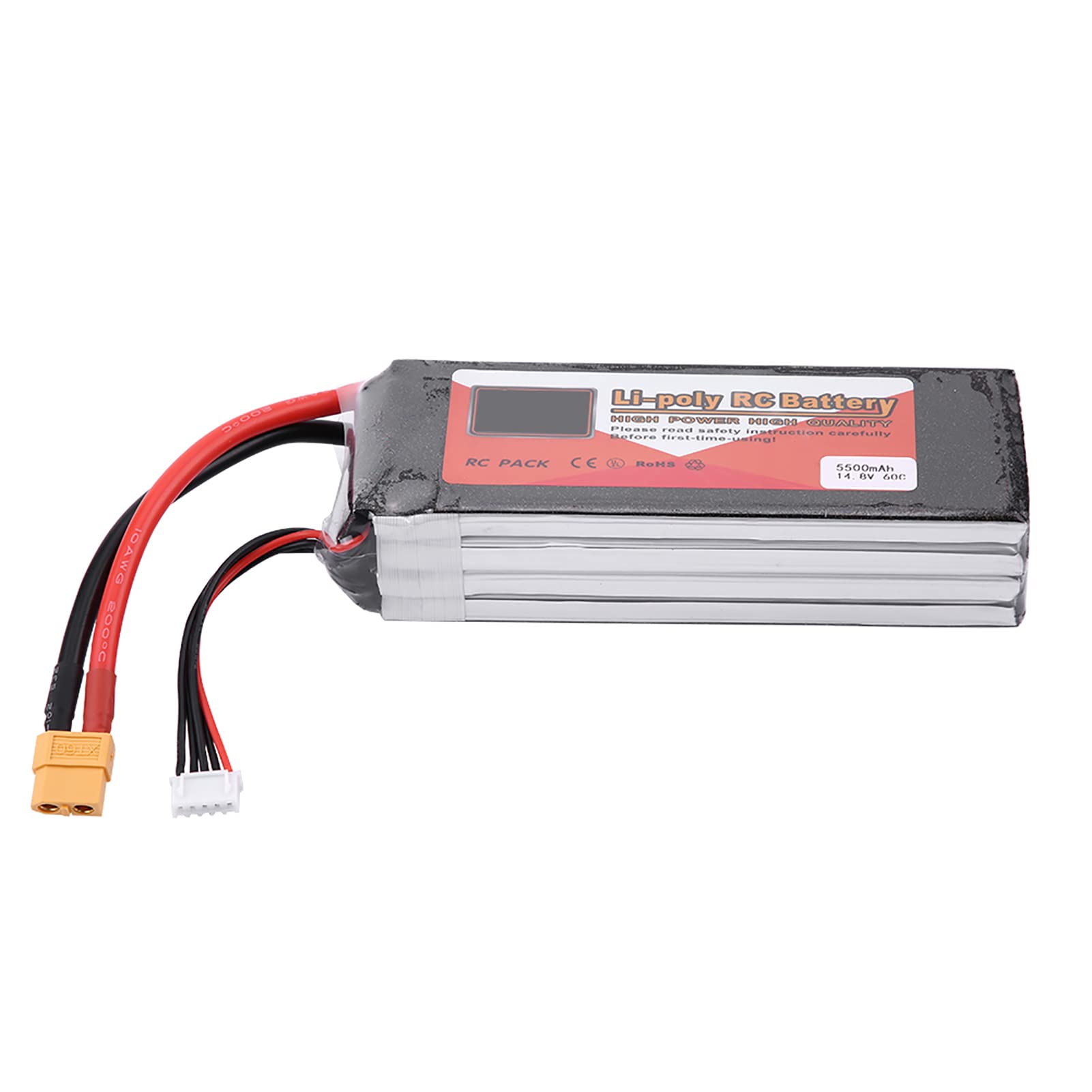 Zapewnia doskonałą wydajność Akumulatora LiPo 5000 MAh 4s do Samolotu RC, Helikoptera RC, Drona i Quadkoptera (Wtyczka 14,8 V 5500 mAh 60C XT60)