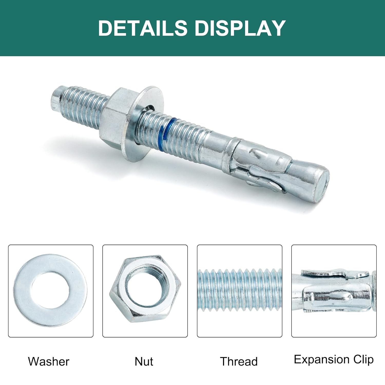 5/8" x 5" Concrete Anchors (25 Pack) 5/8 inch Wedge Anchors Bolts Zinc Plated