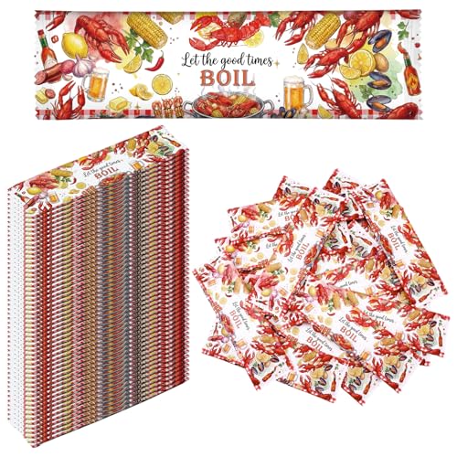 Siifert 250 Pcs Crawfish Boil Hand Wipes Bulk, Seafood Party Supplies