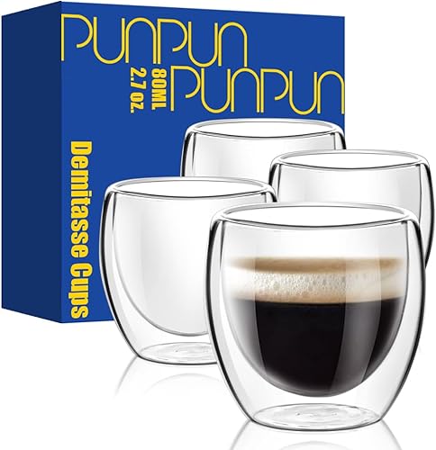 Miniatura 8 de PunPun Tazas de vidrio para café, tazas de café transparentes, vidrio para café, tazas de vidrio aisladas de doble pared con mango grande, perfectas