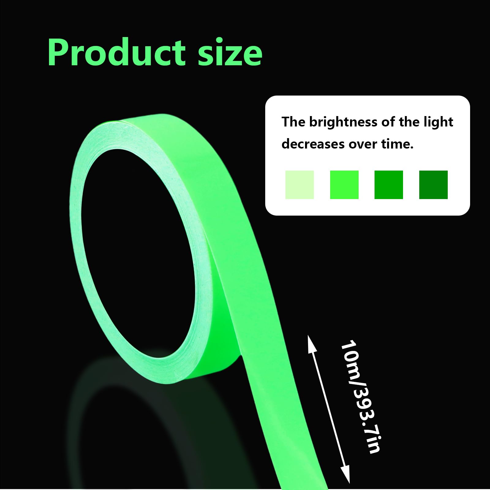 taśma klejąca fluorescencyjna, taśma świecąca, fluorescencyjne naklejki, taśma do oznaczania podłogi, reflektory rowerowe naklejki wodoodporne, samoprzylepna taśma, 10 M