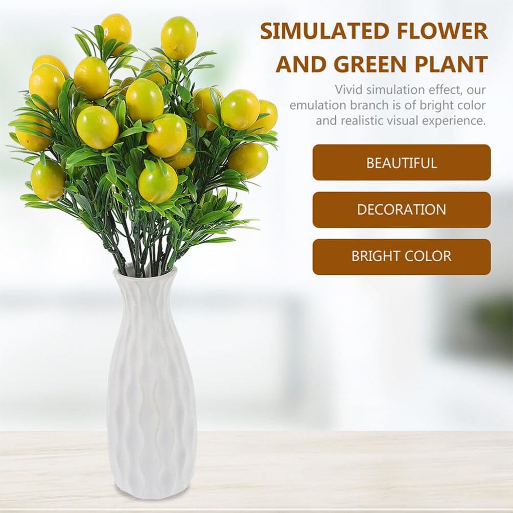 GANAZONO 4pcs Artificial Fruit Arrangement Faux Strawberry Lemon Bouquet for Home Decor Office Desk Wedding Decoration Realistic Simulated Fruits Centerpieces
