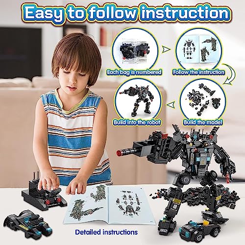 FORHISHER 700Pcs STEM Robot Building Block Toys for Boys Age 6 7 8 9 10 11 12,51 in 1 Educational Construction Building Bricks Engineering Set,Gift for 6 7 8 9 10 11 12+ Year Old Boys - Image 3