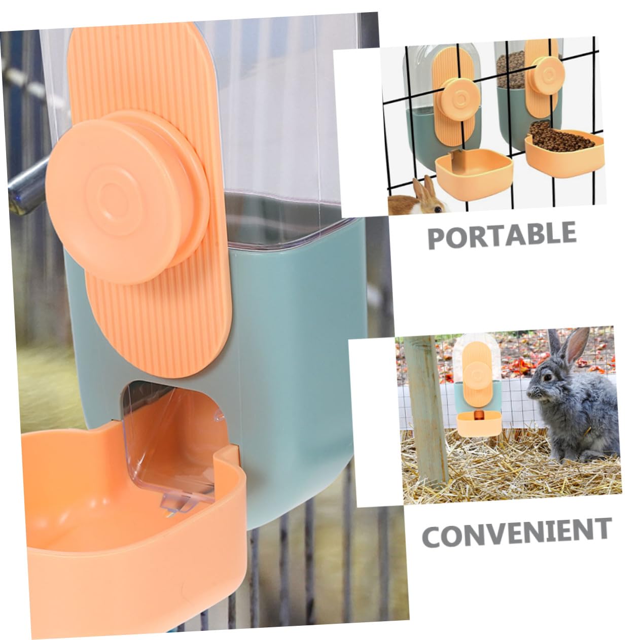 Dispenser Alimentare e Abbeveratoio Appeso per Piccoli Animali Blu e Arancione Alimentatore Automatico Compatto per Conigli Porcellini Criceti e Furetti Risparmio Spazio e Accesso