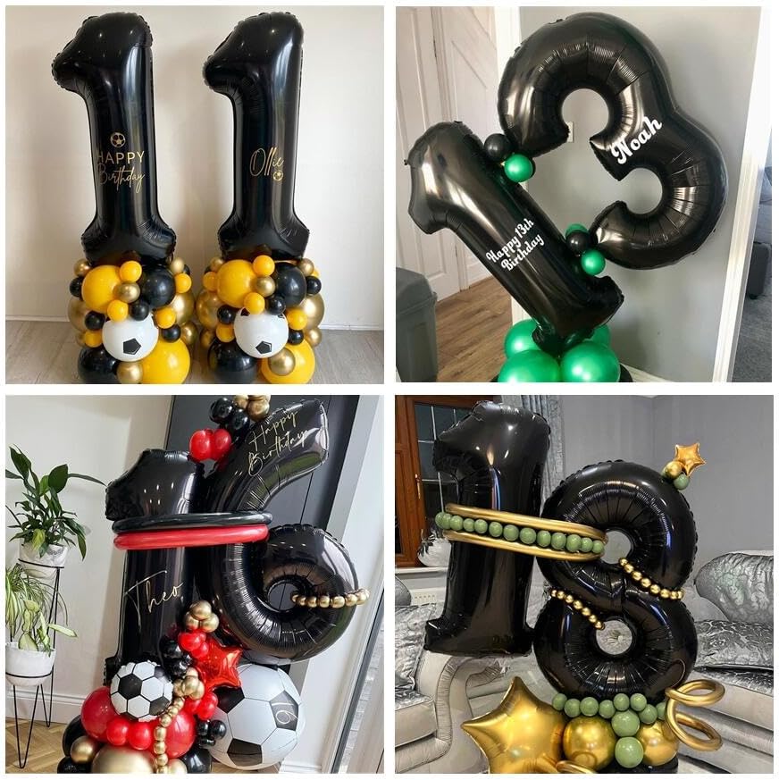Miniatura 7 de Globos negros del número 15, globos de 40 pulgadas, 15 o 51 globos de aluminio de Mylar con número de helio, globos negros de número 15 para