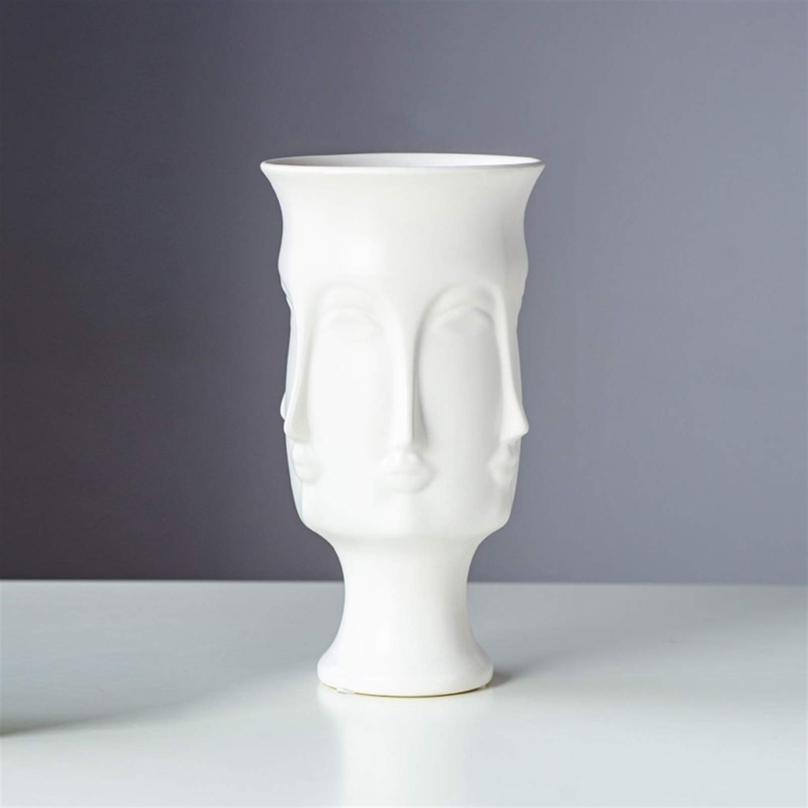 wazony Biały wazon ceramiczny domowy salon jadalnia stół biurowy desktop dekoracja imitacja twarzy wazon prezent dla przyjaciół wazon na kwiaty(C)